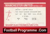 Manchester United v Aston Villa 1987 – Football Match Ticket