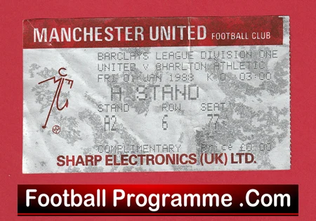 Manchester United v Charlton Athletic 1988 - Football Ticket - Image 2
