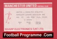 Manchester United v Charlton Athletic 1988 – Football Match Ticket