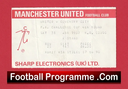 Manchester United v Coventry City 1987 - Football Ticket - Image 2