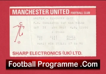Manchester United v Coventry City 1987 - Football Ticket - football memorabilia