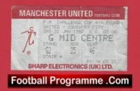 Manchester United v Coventry City 1987 – Match Ticket