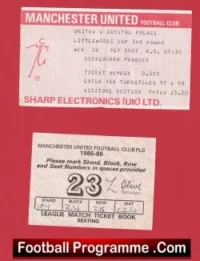 Manchester United v Crystal Palace 1987 – Match Ticket + Voucher