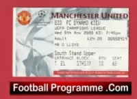 Manchester United v Dynamo Kiev 2000 – Match Ticket