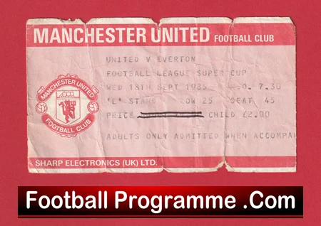 Manchester United v Everton 1985 - Match Ticket 1980s - Image 2