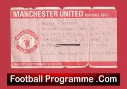 Manchester United v Everton 1985 - Match Ticket 1980s - football memorabilia