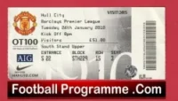 Manchester United v Hull City 2010 – Match Ticket