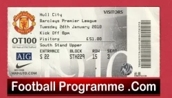 Manchester United v Hull City 2010 - Match Ticket - football memorabilia