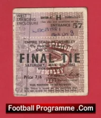 Manchester United v Leicester City 1963 – FA Cup Final Football Ticket