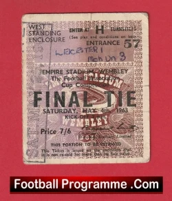 Manchester United v Leicester City 1963 - FA Cup Final Football Ticket - football memorabilia