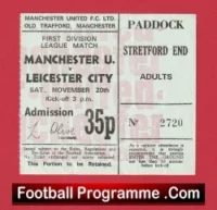 Manchester United v Leicester City 1971 – Match Ticket Man Utd