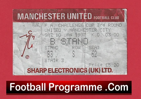 Manchester United v Manchester City 1987 - Football Ticket - Image 2