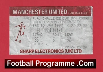 Manchester United v Manchester City 1987 - Football Ticket - football memorabilia
