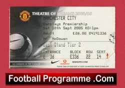 Manchester United v Manchester City 2005 - Football Ticket - football memorabilia