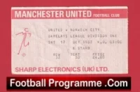 Manchester United v Norwich City 1987 – Match Ticket