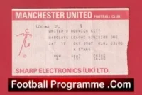Manchester United v Norwich City 1987 – Football Match Ticket