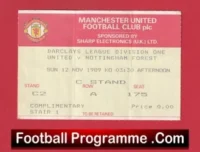 Manchester United v Nottingham Forest 1989 – Match Ticket