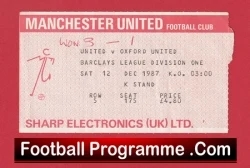 Manchester United v Oxford United 1987 - Football Match Ticket - football memorabilia