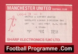 Manchester United v Oxford United 1987 - Football Match Ticket - football memorabilia
