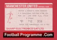 Manchester United v QPR 1989 – FA Cup Football Ticket