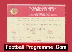 Manchester United v QPR 1991 - Match Ticket - football memorabilia