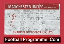 Manchester United v Rotherham United 1988 - Football Ticket - football memorabilia