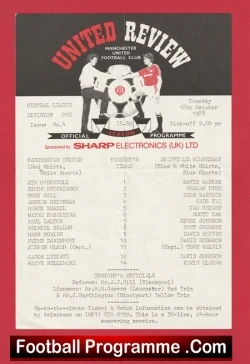 Manchester United v Sheffield Wednesday 1988 - Reserves Robins + Olsen - football programme