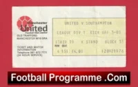 Manchester United v Southampton 1977 – Ticket FA Cup Replay