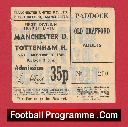 Manchester United v Tottenham 1971 - Match Ticket 1970's - Image 2