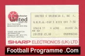 Manchester United v Valencia 1982 – Man Utd Match Ticket