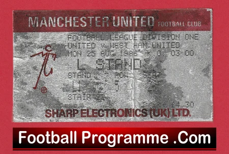 Manchester United v West Ham United 1986 - Football Ticket - Image 2