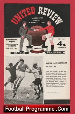 Manchester United v Wolves 1958 - Munich Season 58 - football programme