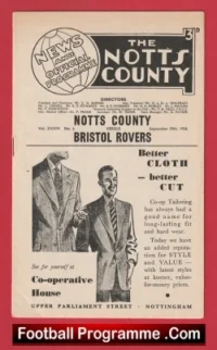 Notts County v Bristol Rovers 1956 – Multi Signed Autographed