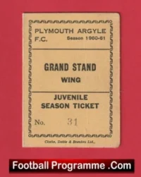 Plymouth Argyle Football Club Season Ticket Book 1960 – 1961