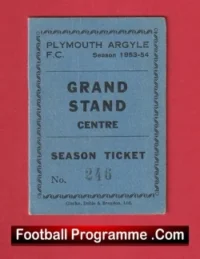 Plymouth Argyle Football Club Season Ticket Book 1953 – 1954
