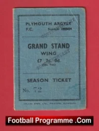 Plymouth Argyle Football Club Season Ticket Book 1953 – 1954 Possible
