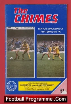 Portsmouth v Manchester United 1987 - Steve Bruce Debut Man Utd - football programme