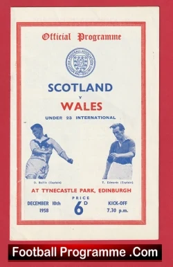 Scotland v Wales 1958 - Under 23 International Edinburgh U23 - football programme
