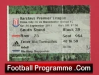 Stoke City v Manchester United 2011 – Match Ticket
