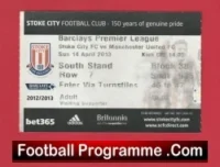 Stoke City v Manchester United 2013 – Match Ticket