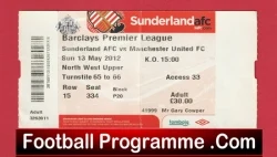 Sunderland v Manchester United 2012 - Match Ticket - football memorabilia
