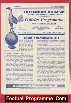 Tottenham Hotspur v Manchester City 1956 - 1950s - football programme