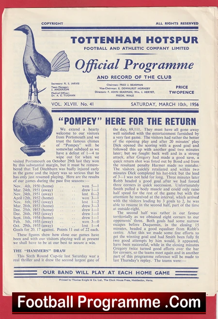 Tottenham Hotspur v Portsmouth 1956 - 1950s - Image 2