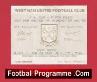 West Ham United v Manchester United 1986 – Football Match Ticket