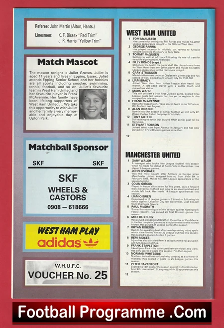 West Ham United v Manchester United 1987 - Man Utd - Image 3