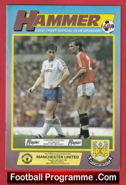 West Ham United v Manchester United 1987 - Man Utd - football programme