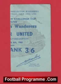 Wolves v Manchester United 1965 – 1960s FA Cup Football Ticket