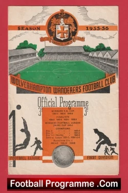 Wolves Woverhampton v Manchester United 1956 - Man Utd 1950's - football programme