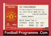 Manchester United v Middlesbrough 2002 – Match Ticket