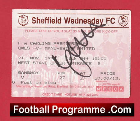 Sheffield Wednesday v Manchester United 1998 - Treble Season Signed Ticket - Image 2